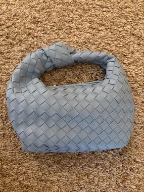 Woven Hobo Bag in Pale Blue